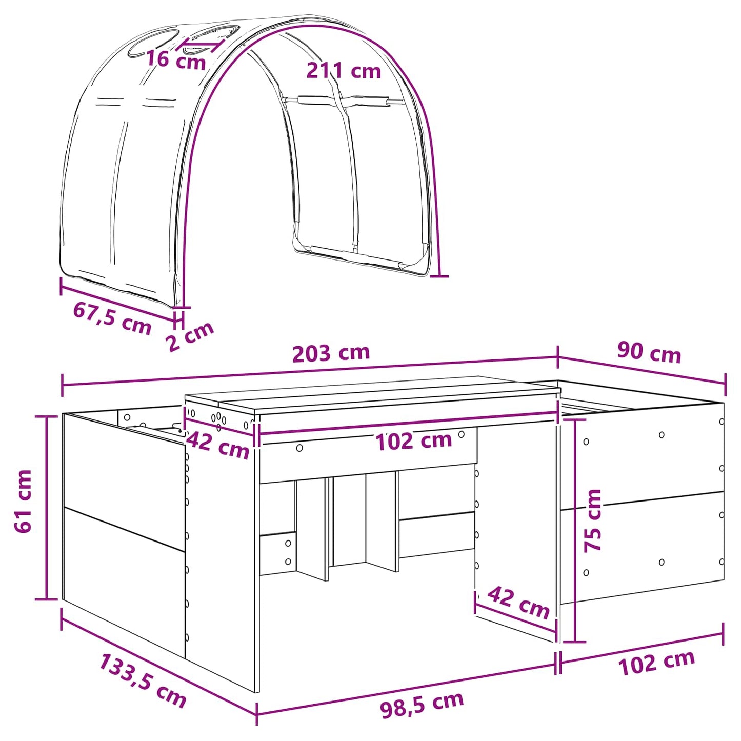 vidaXL Κρεβάτι με Τούνελ 4 pcs Καρυδί και Ανοιχτό Μπλε