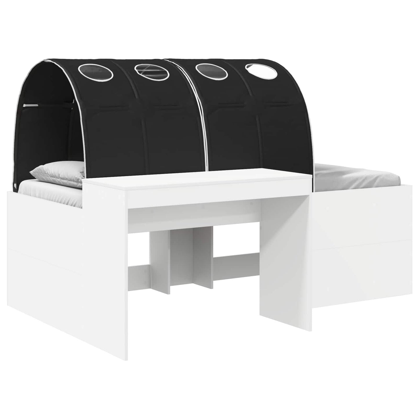 vidaXL Κρεβάτι με Τούνελ 4 pcs Καρυδί και Μαύρο Επεξεργασμένο Ξύλο