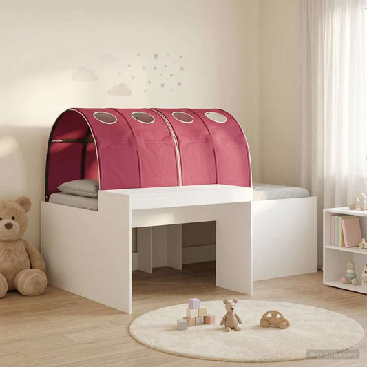 vidaXL Κρεβάτι με Σήραγγα 4 pcs Λευκό και Κόκκινο Επεξεργασμένο Ξύλο