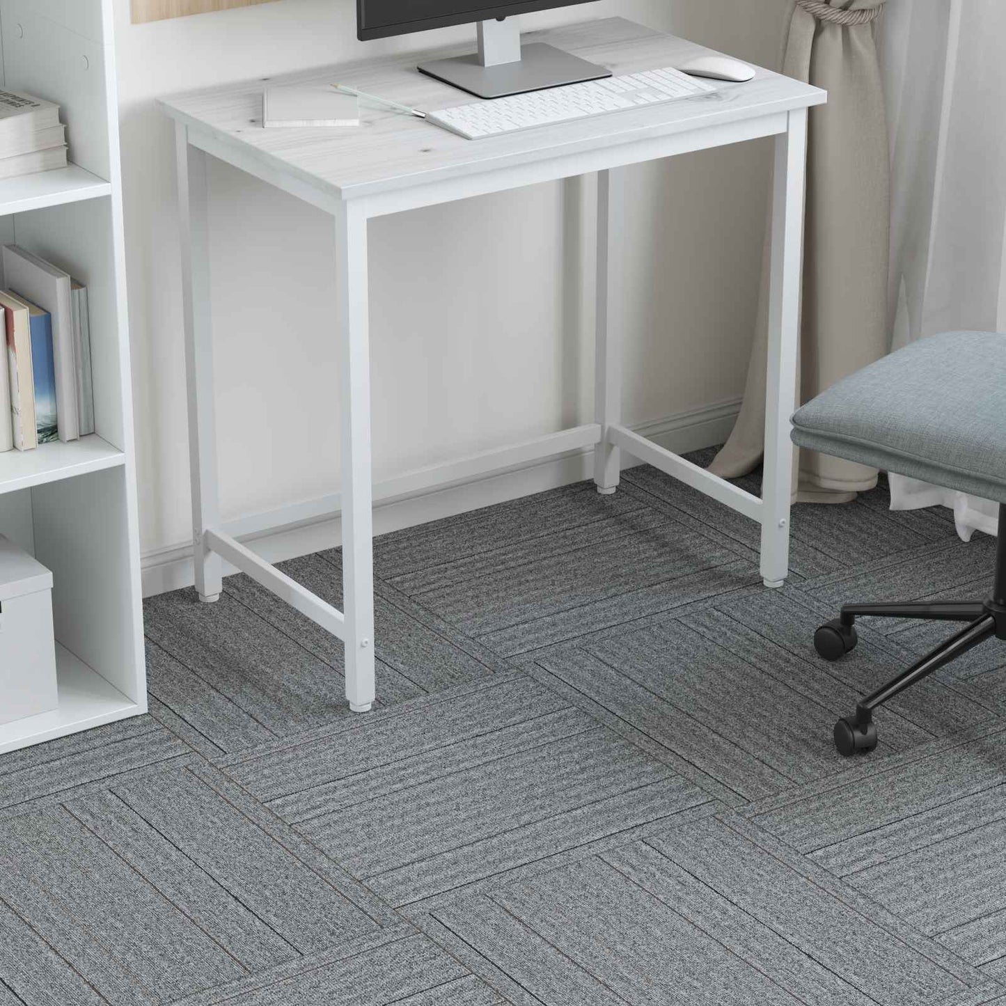 vidaXL Πλακάκι Χαλιού Ανοιχτό γκρι με ρίγες 50 x 50 cm 36 τμχ.