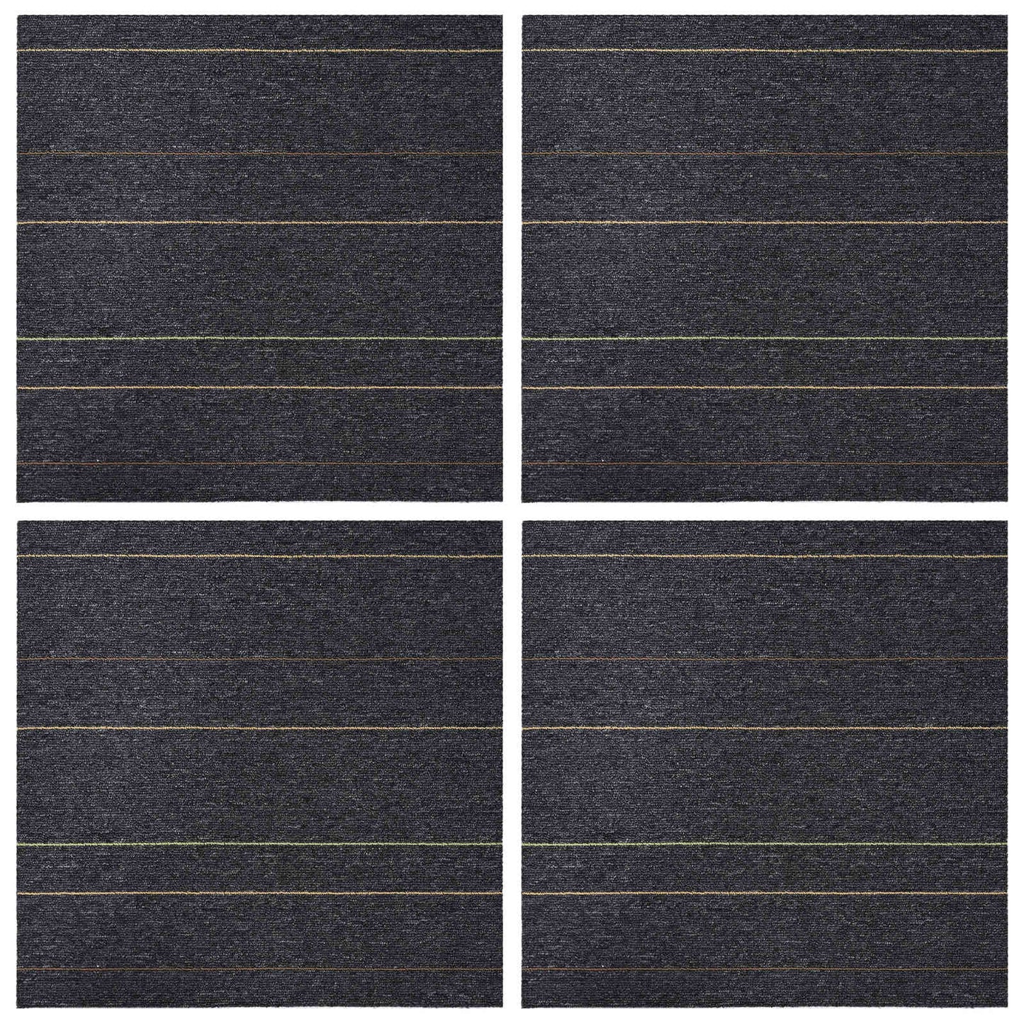vidaXL Πλακάκι Χαλιού Σκούρο γκρι με ρίγες 50 x 50 cm 4 τμχ.