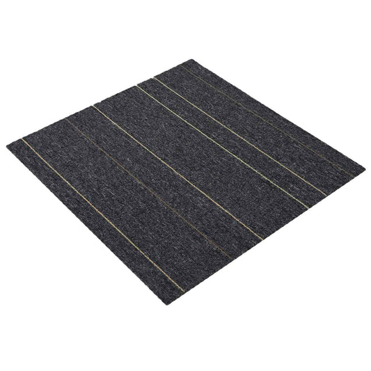 vidaXL Πλακάκι Χαλιού Σκούρο γκρι με ρίγες 50 x 50 cm 20 τμχ.
