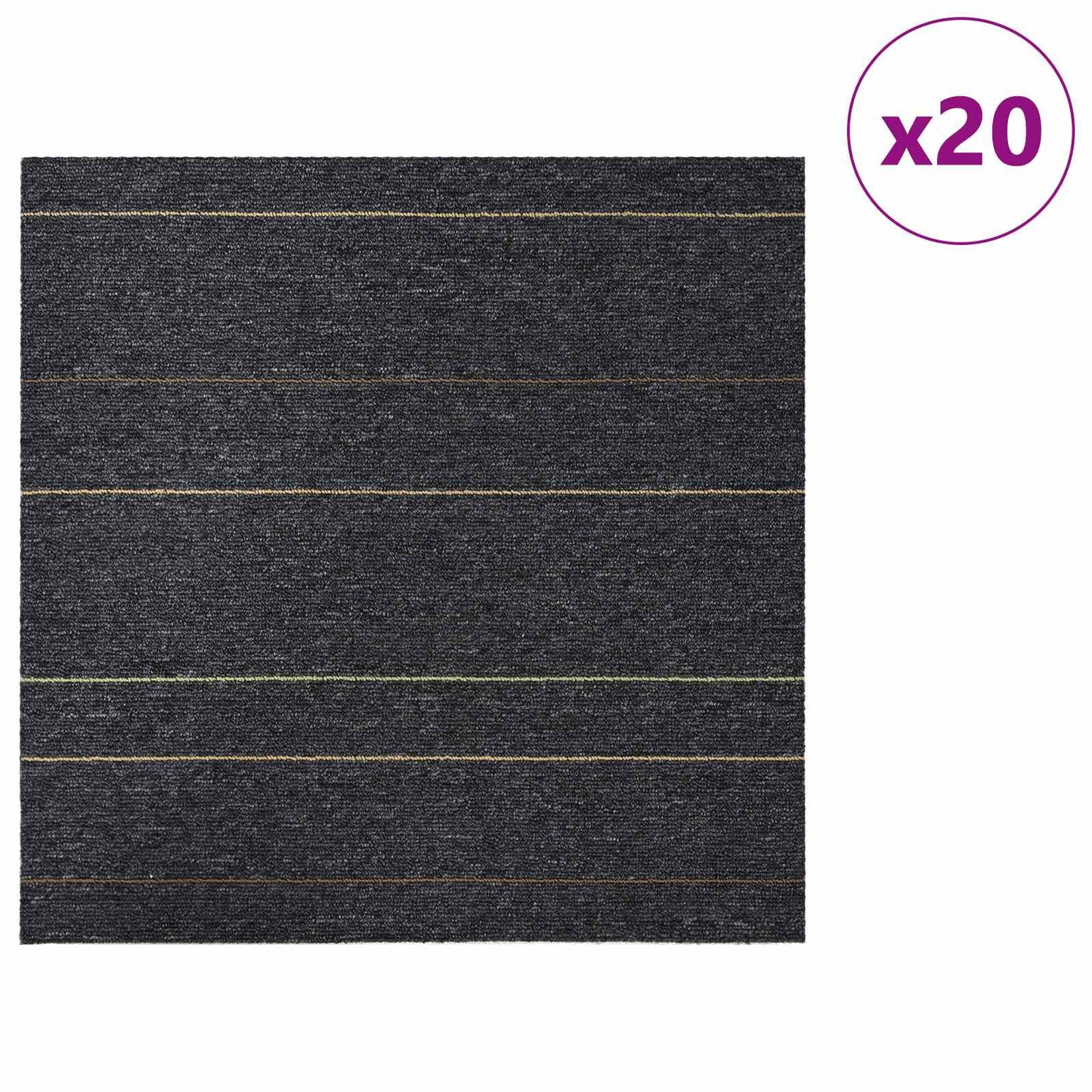 vidaXL Πλακάκι Χαλιού Σκούρο γκρι με ρίγες 50 x 50 cm 20 τμχ.