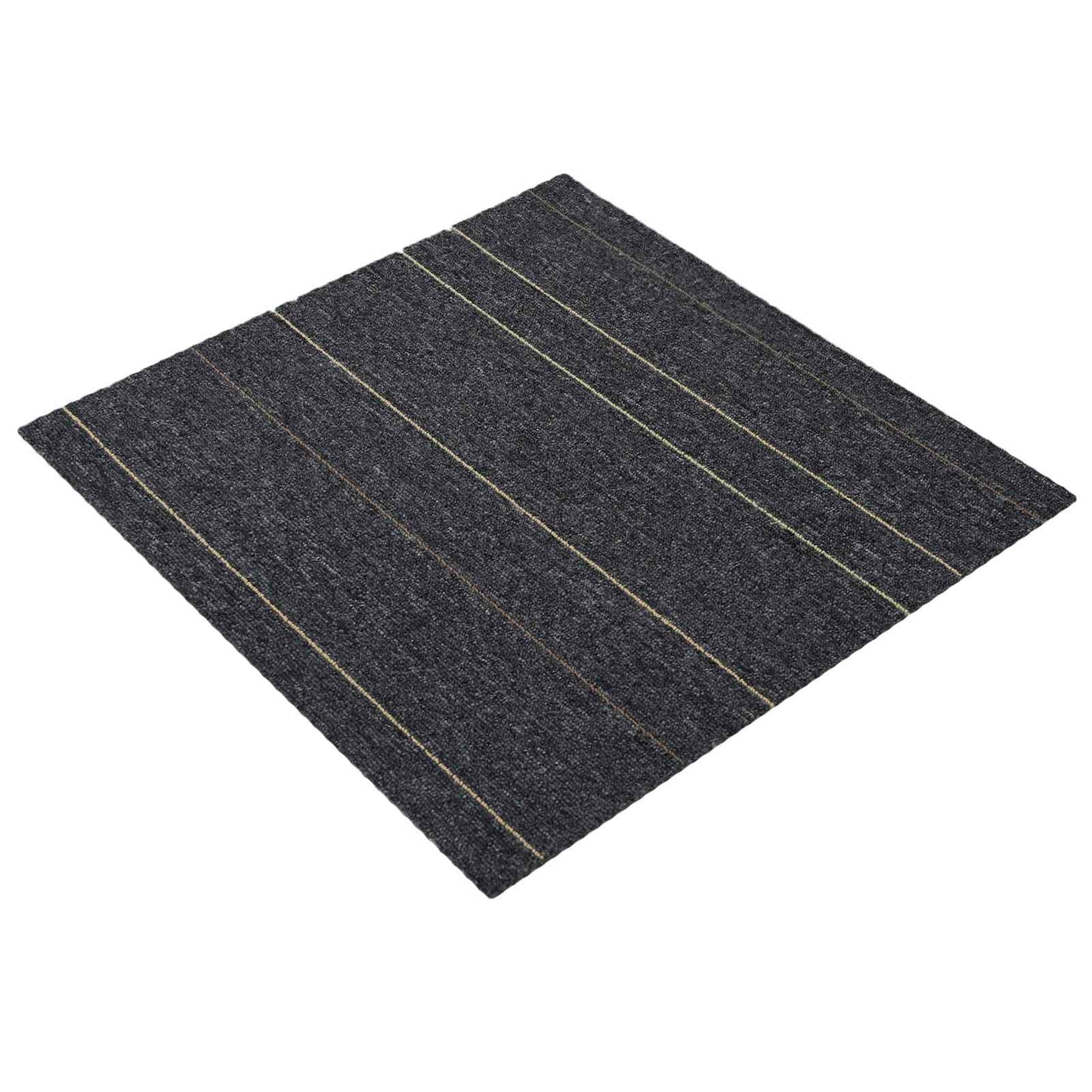 vidaXL Πλακάκι Χαλιού Σκούρο γκρι με ρίγες 50 x 50 cm 36 τμχ.