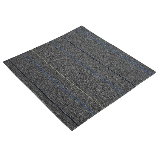 vidaXL Πλακάκι Χαλιού Μέτριο Γκρι με Ρίγες 50 x 50 cm 36 τμχ.