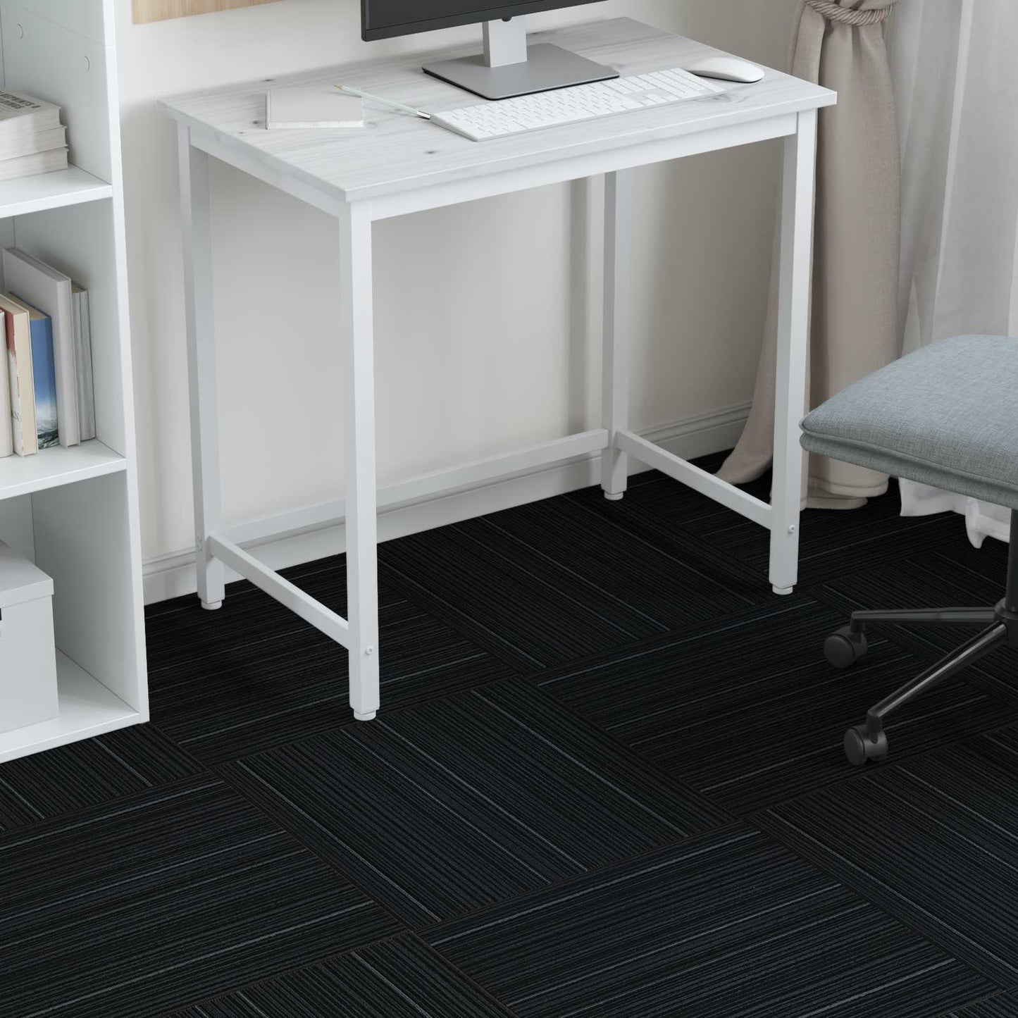 vidaXL Πλακάκι Χαλιού Ριγέ Σκούρο Γκρι 50 x 50 cm 36 τμχ.