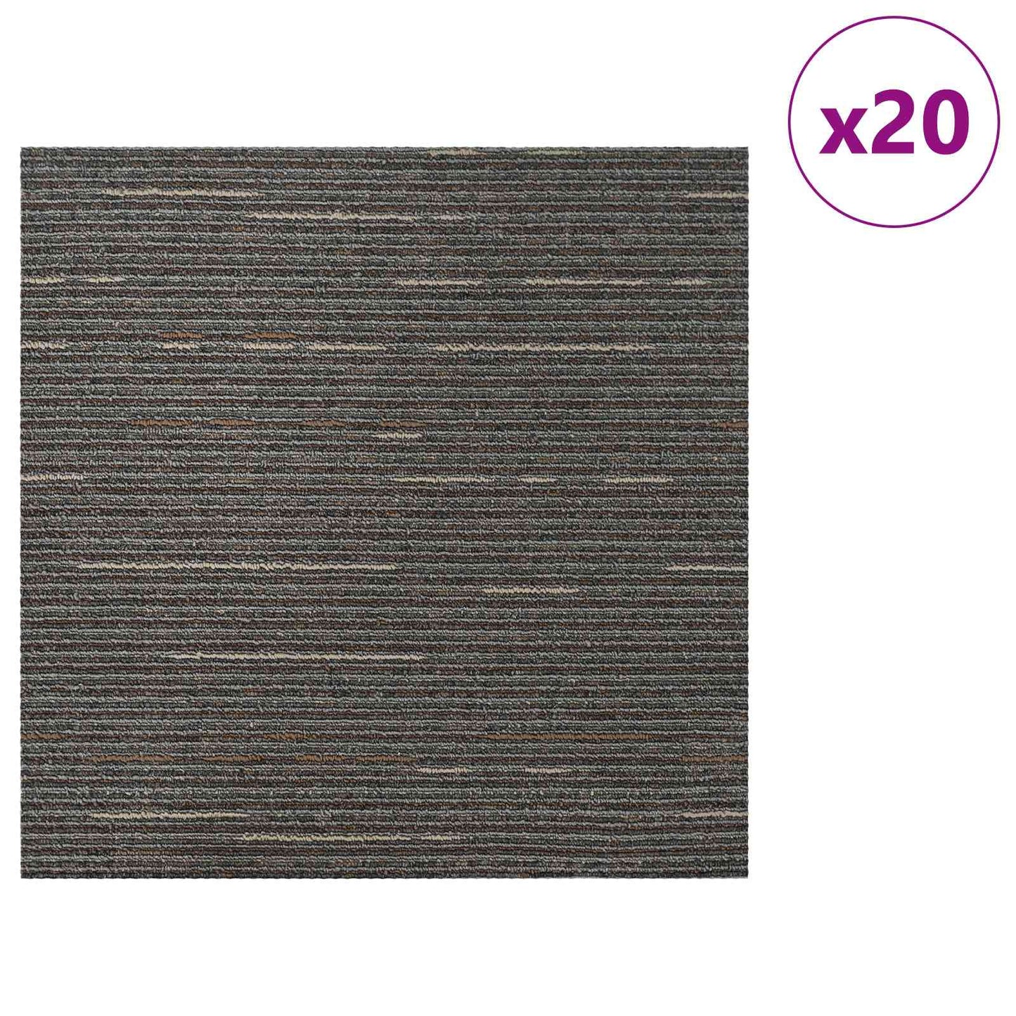 vidaXL Πλακάκι Χαλιού Ριγέ Σκούρο Καφέ 50 x 50 cm 20 τμχ.