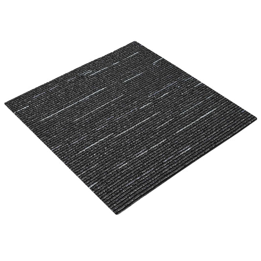 vidaXL Πλακάκι Χαλιού Ριγέ Μαύρο 50 x 50 cm 4 τμχ.
