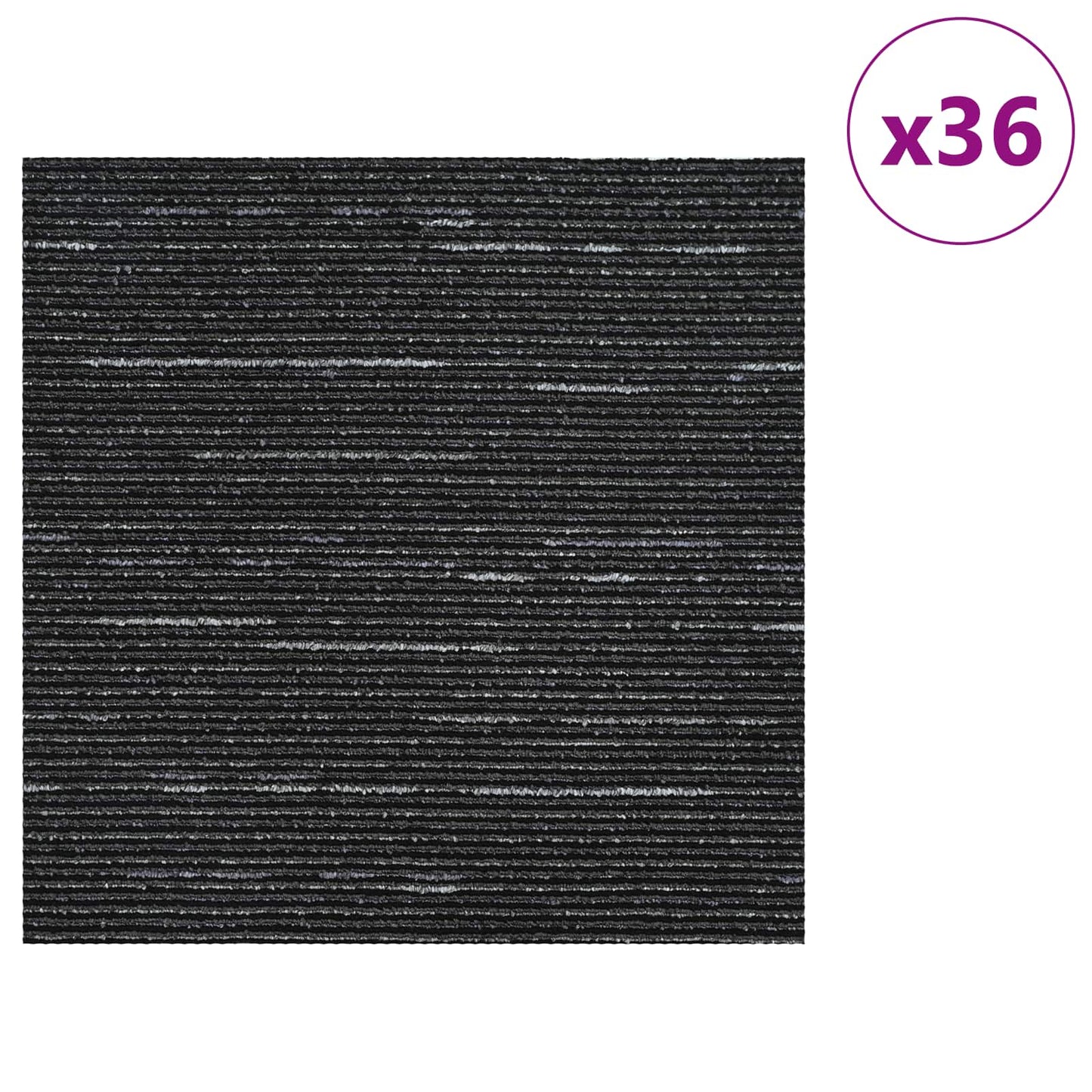 vidaXL Πλακάκι Χαλιού Ριγέ Μαύρο 50 x 50 cm 36 τμχ.