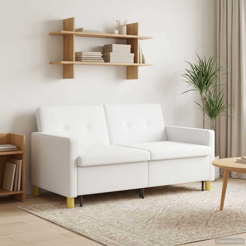vidaXL Καναπές Κρεβάτι Λευκό Ύφασμα