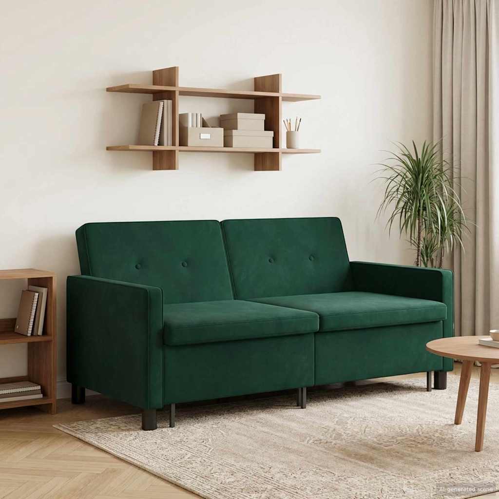 vidaXL Κρεβάτι καναπές Σκούρο Πράσινο Ύφασμα
