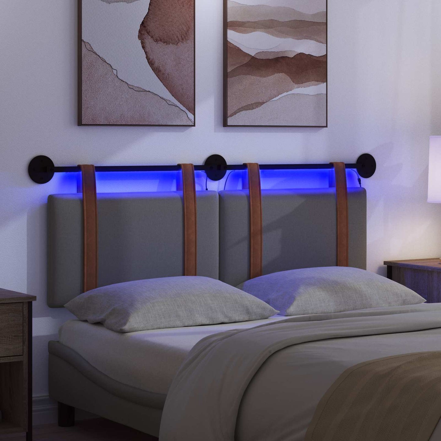 vidaXL Κεφαλάρι κρεβατιού κρεμαστό Με φωτισμό LED Σκούρο Γκρι