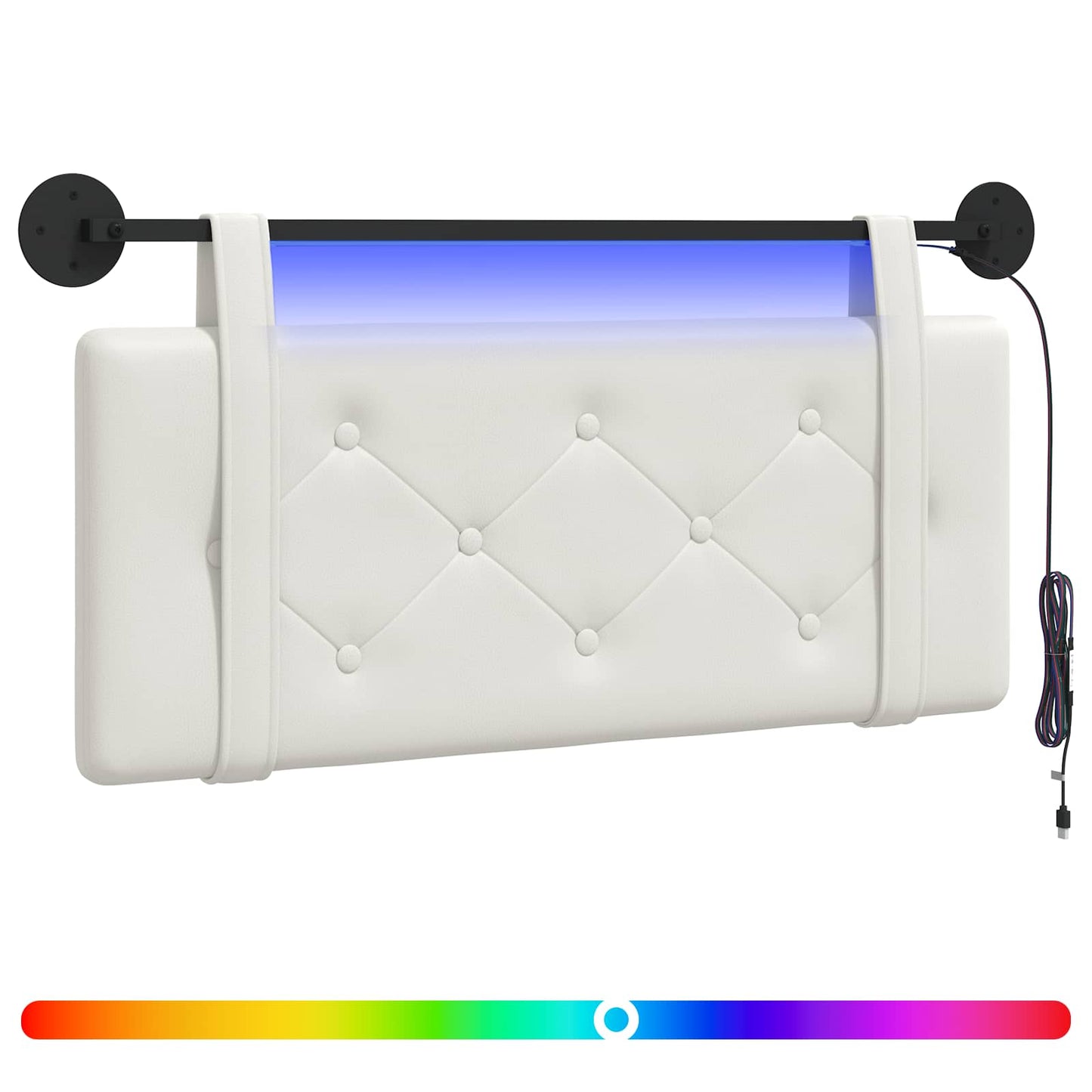 vidaXL Κεφαλάρι κρεβατιού κρεμαστό Με φωτισμό LED Λευκό Τεχνητό Δέρμα