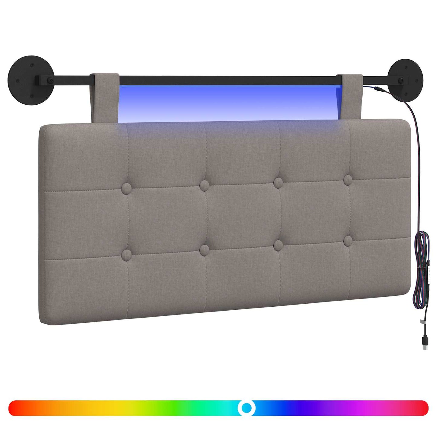 vidaXL Κεφαλάρι κρεβατιού κρεμαστό Με φωτισμό LED Taupe Ύφασμα