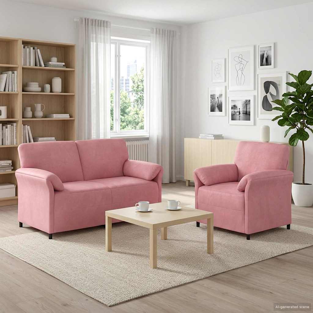 vidaXL Σετ Καναπέ 2 τμχ. Ροζ Βελούδο