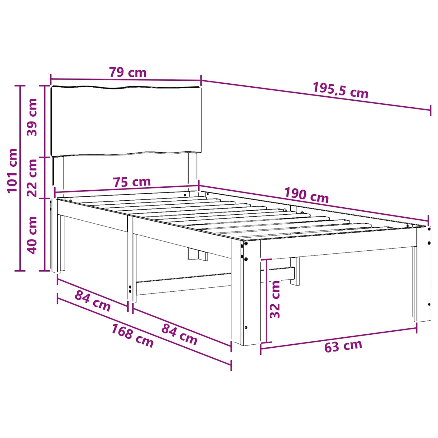 vidaXL Μονό Κρεβάτι με Κεφαλάρι ROSTOCK Φυσικό 75 x 190 cm