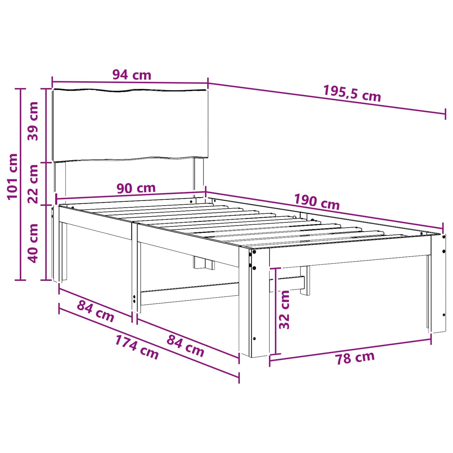 vidaXL Μονό Κρεβάτι με Κεφαλάρι ROSTOCK Σκούρο Καφέ 90 x 190 cm