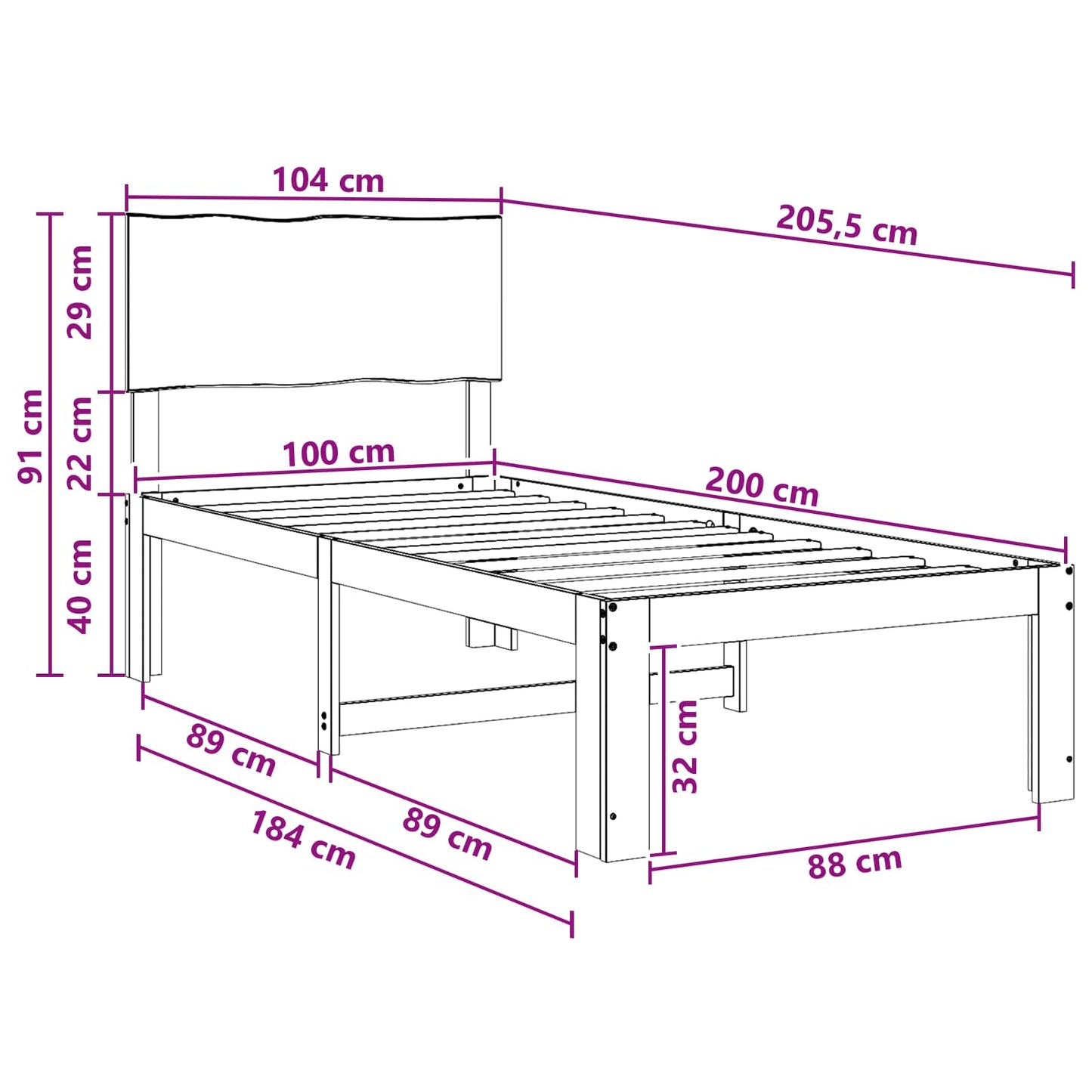 vidaXL Μονό Κρεβάτι με Κεφαλάρι ROSTOCK Φυσικό 100 x 200 cm