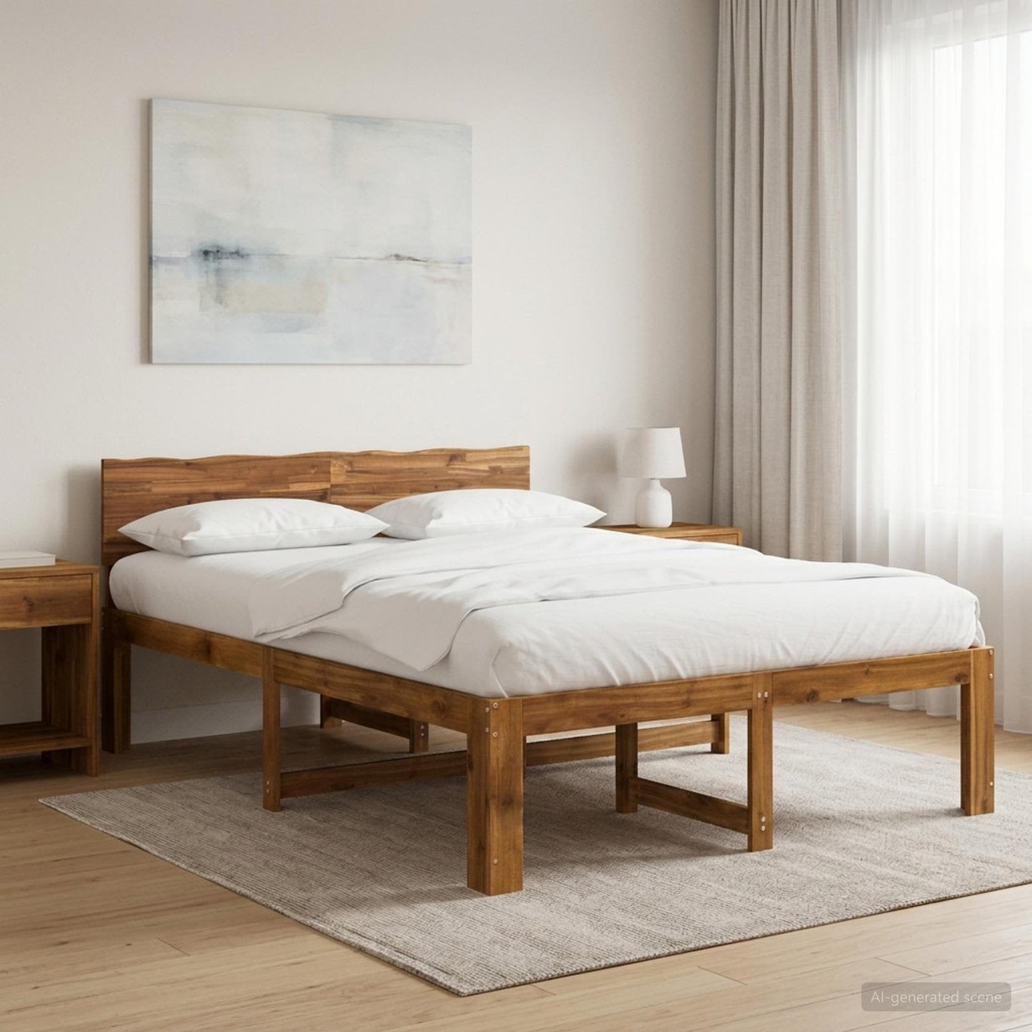 vidaXL Διπλό Κρεβάτι με Κεφαλάρι ROSTOCK Φυσικό 135 x 190 cm