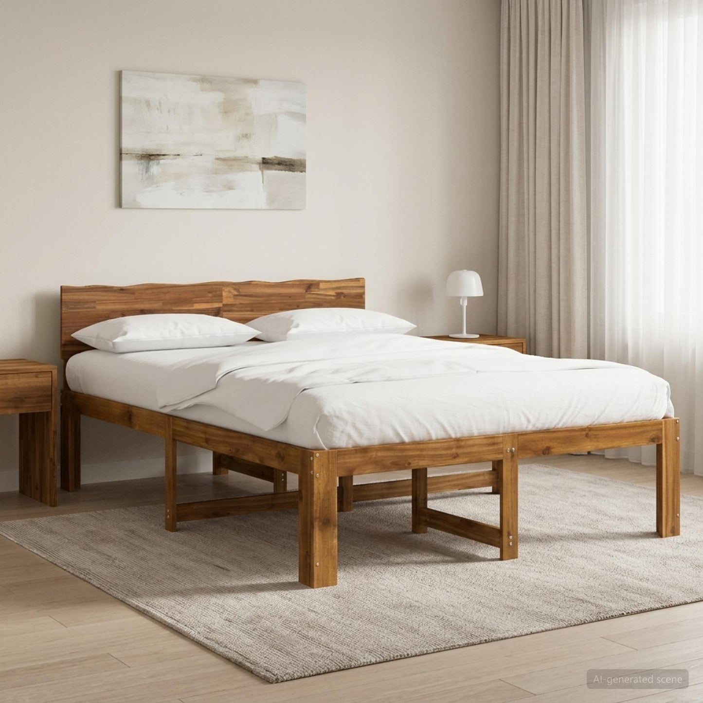 vidaXL Διπλό Κρεβάτι με Κεφαλάρι ROSTOCK Φυσικό 140 x 190 cm