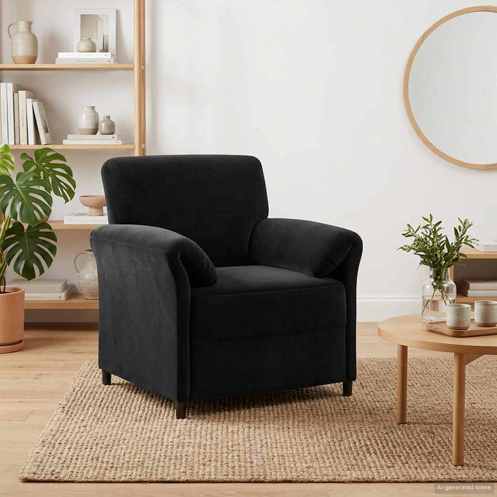 vidaXL Καναπές 1-θέσιος Μαύρο 88 x 83 x 95 εκ Βελούδο