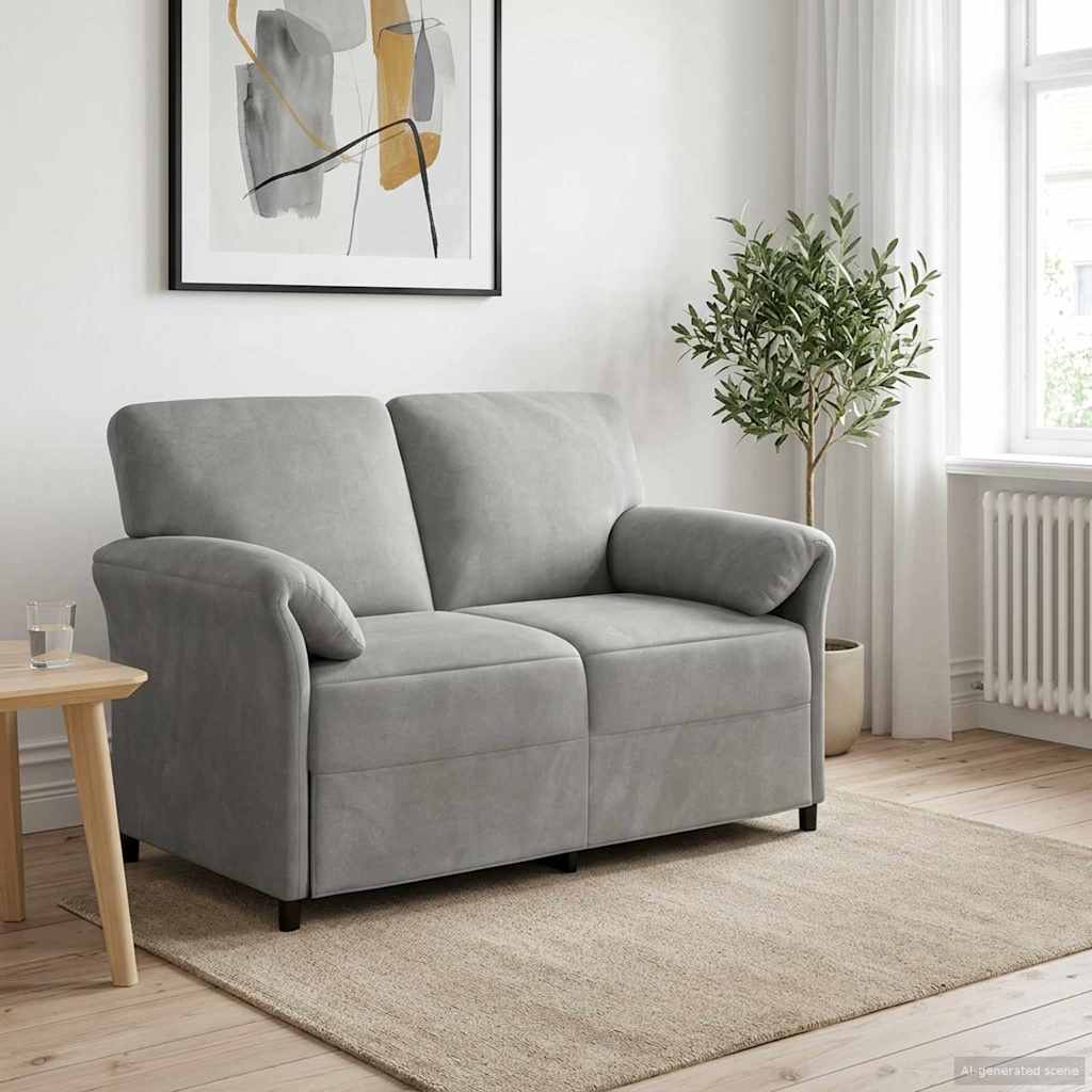 vidaXL Καναπές 2 ατόμων Ανοιχτό γκρι 138 x 83 x 95 εκ Βελούδο