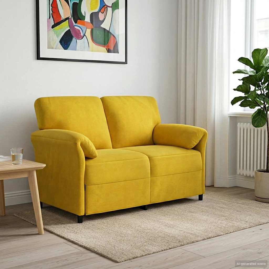 vidaXL Καναπές 2 ατόμων Κίτρινο 138 x 83 x 95 εκ Βελούδο