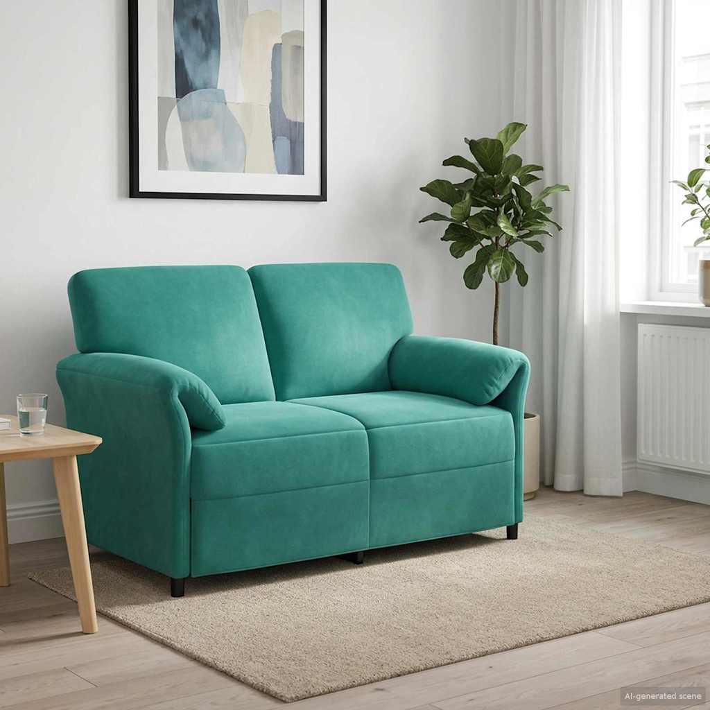 vidaXL Καναπές 2 ατόμων Τιρκουάζ 138 x 83 x 95 εκ Βελούδο