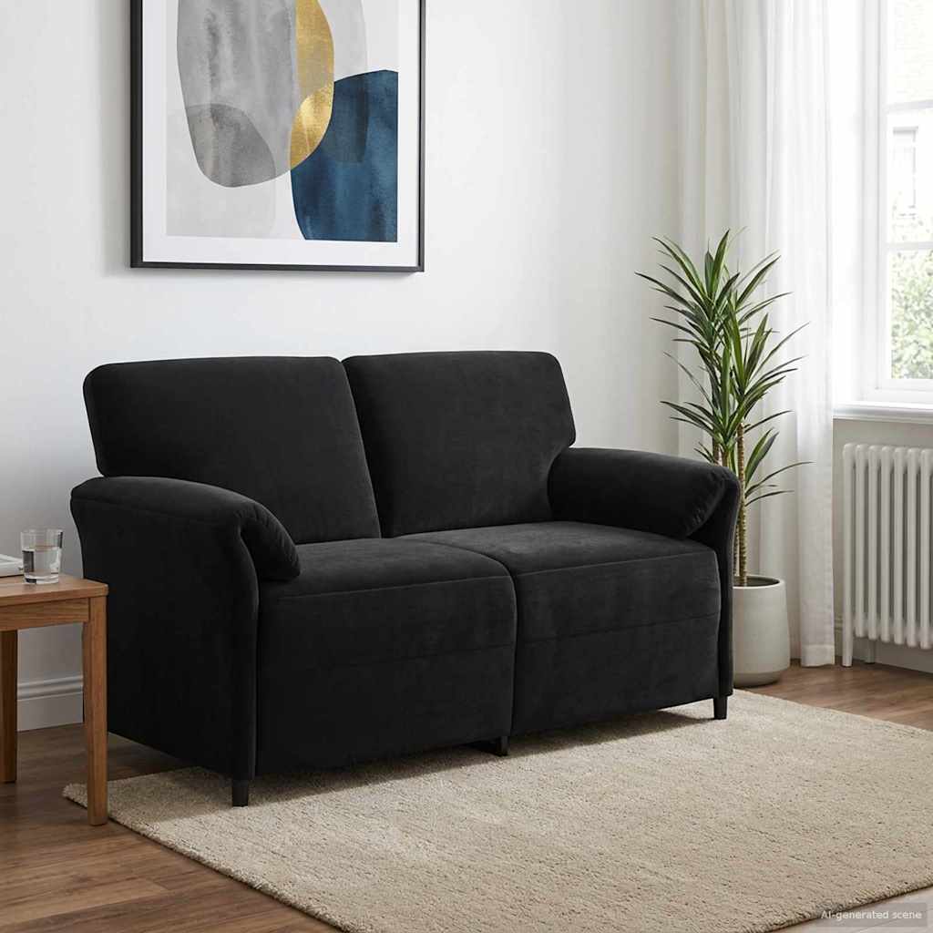 vidaXL Καναπές 2 ατόμων Μαύρο 158 x 83 x 95 εκ Βελούδο