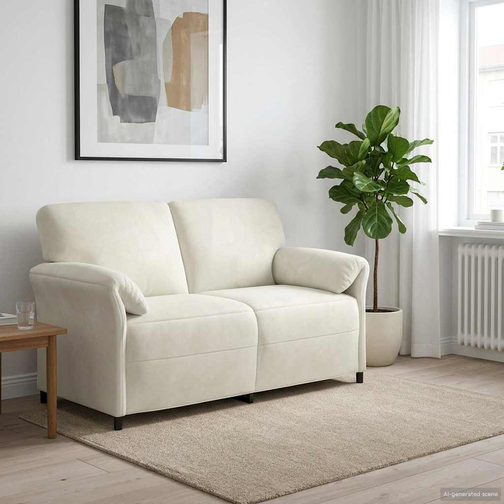 vidaXL Καναπές 2 ατόμων Κρεμ 158 x 83 x 95 εκ Βελούδο