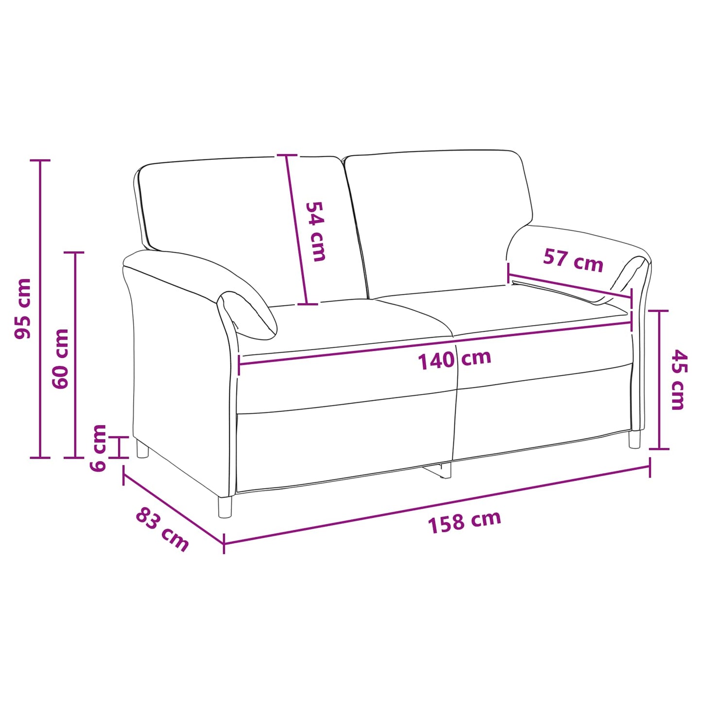 vidaXL Καναπές 2 ατόμων Τιρκουάζ 158 x 83 x 95 εκ Βελούδο