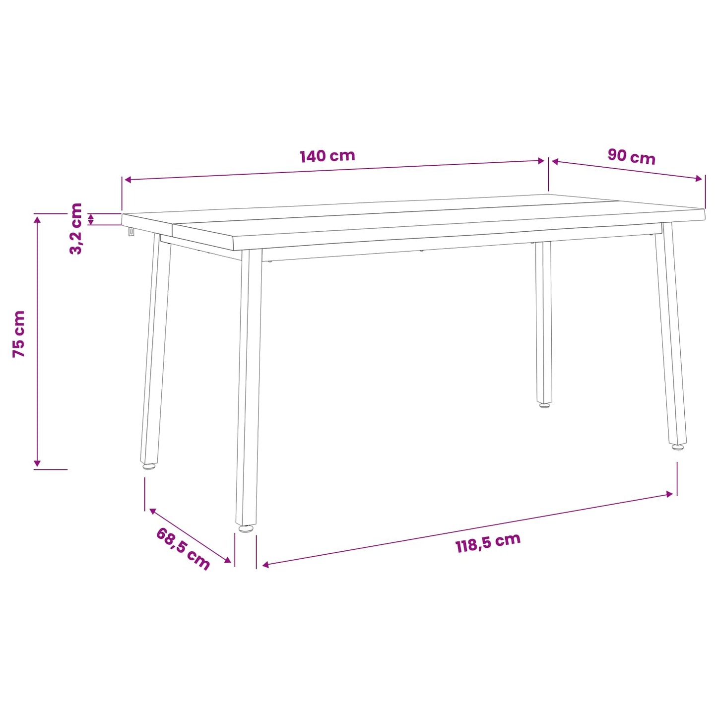 vidaXL Τραπέζι Φαγητού με Ζωντανό Χείλος 140 x 90 x 75 εκ. Σκούρο Καφέ