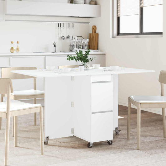 vidaXL Τραπέζι φαγητού 140 x 80 x 77 cm Επεξεργασμένο Ξύλο Λευκό