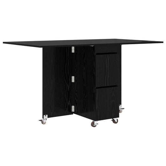 vidaXL Τραπέζι φαγητού 140 x 80 x 77 cm Επεξεργασμένο Ξύλο Μαύρη Δρυς