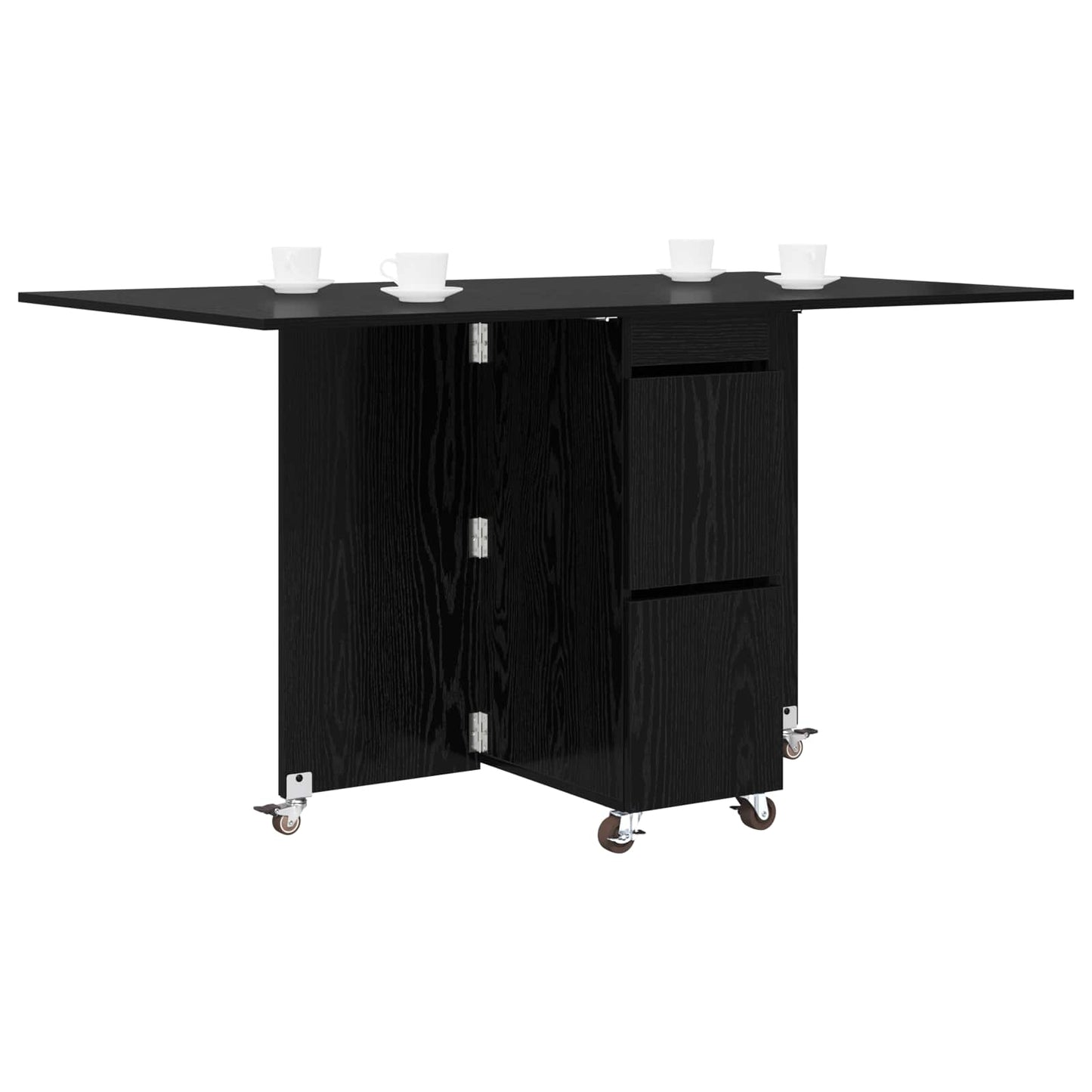 vidaXL Τραπέζι φαγητού 140 x 80 x 77 cm Επεξεργασμένο Ξύλο Μαύρη Δρυς