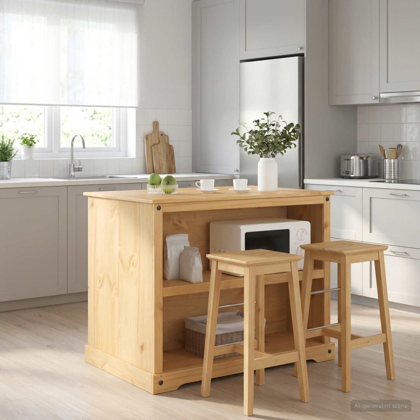 vidaXL Καρότσι Κουζίνας 2 pcs Κερί Μέλι 112 x 77 x 91,5 cm Μασίφ Πεύκο