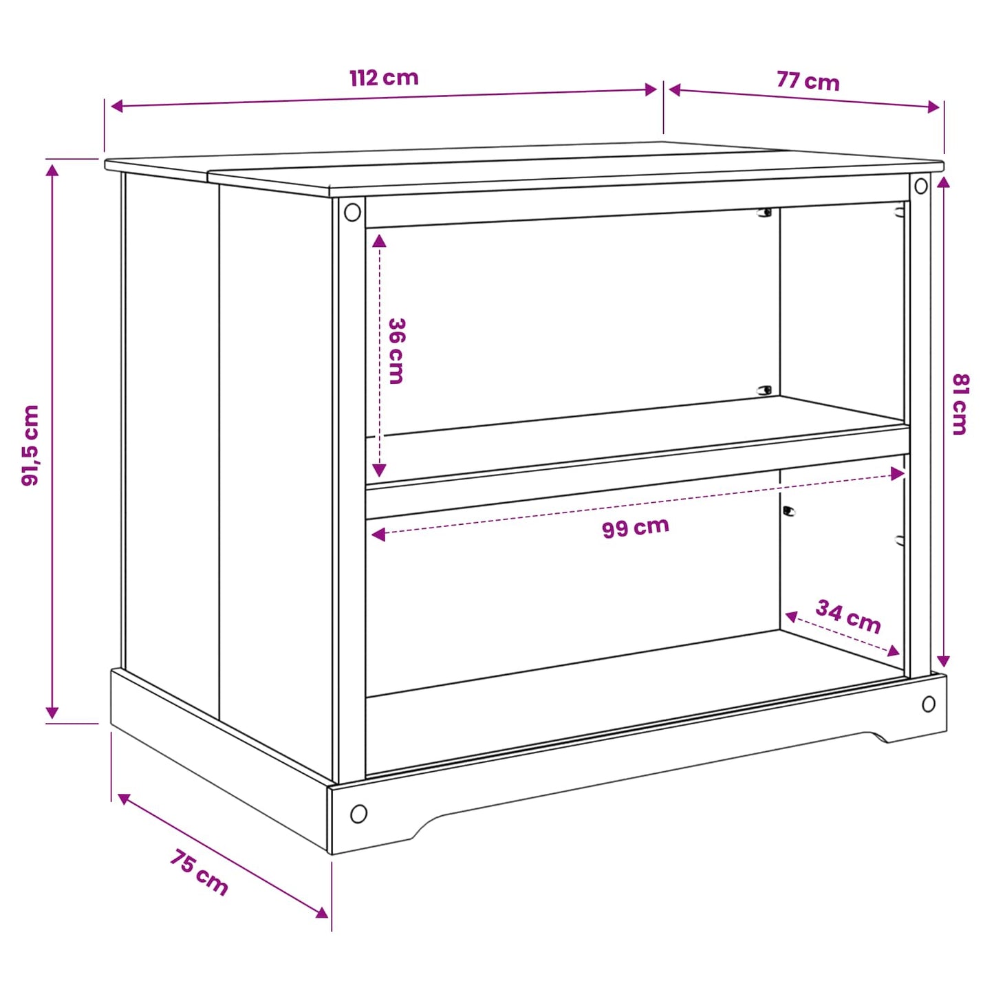 vidaXL Καρότσι Κουζίνας 2 pcs Κερί Μέλι 112 x 77 x 91,5 cm Μασίφ Πεύκο