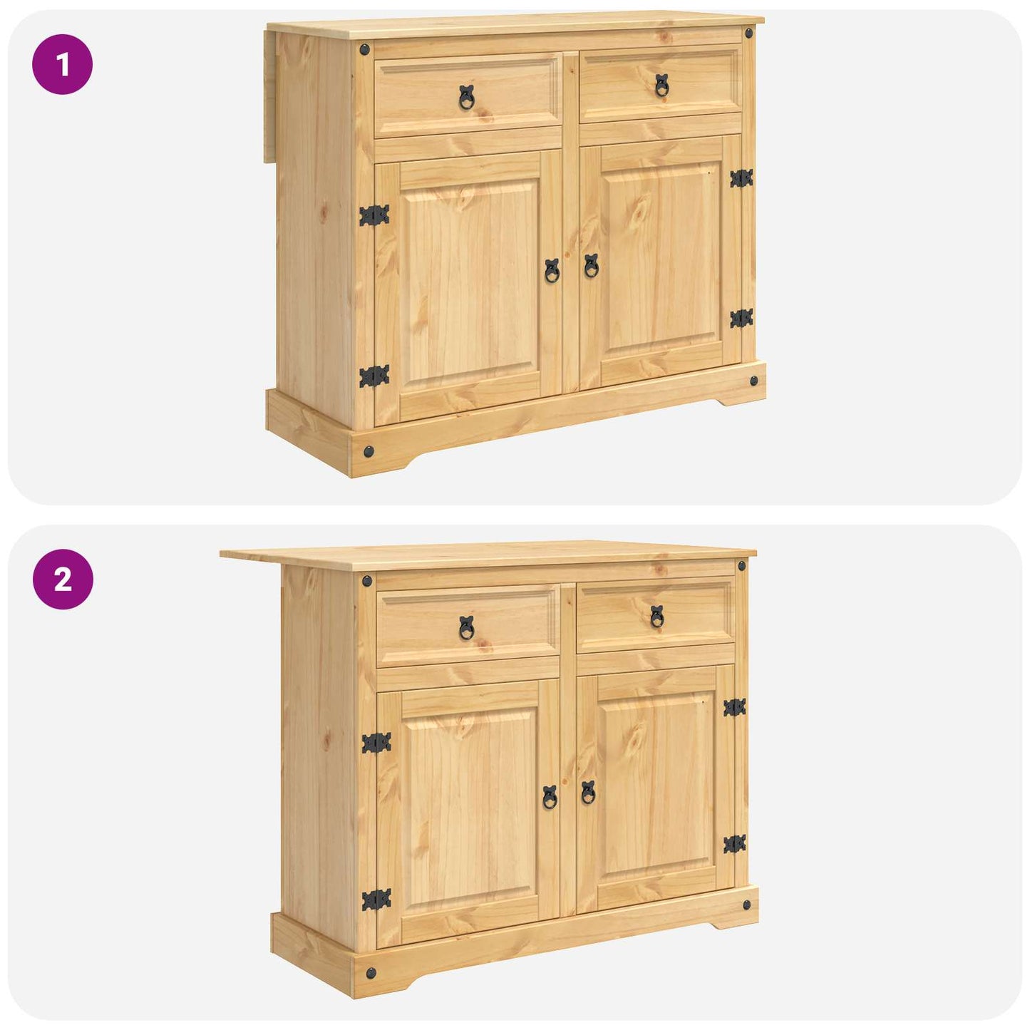 vidaXL Καρότσι Κουζίνας 2 pcs Κερί Μέλι 112 x 70 x 91,5 εκ Μασίφ Πεύκο