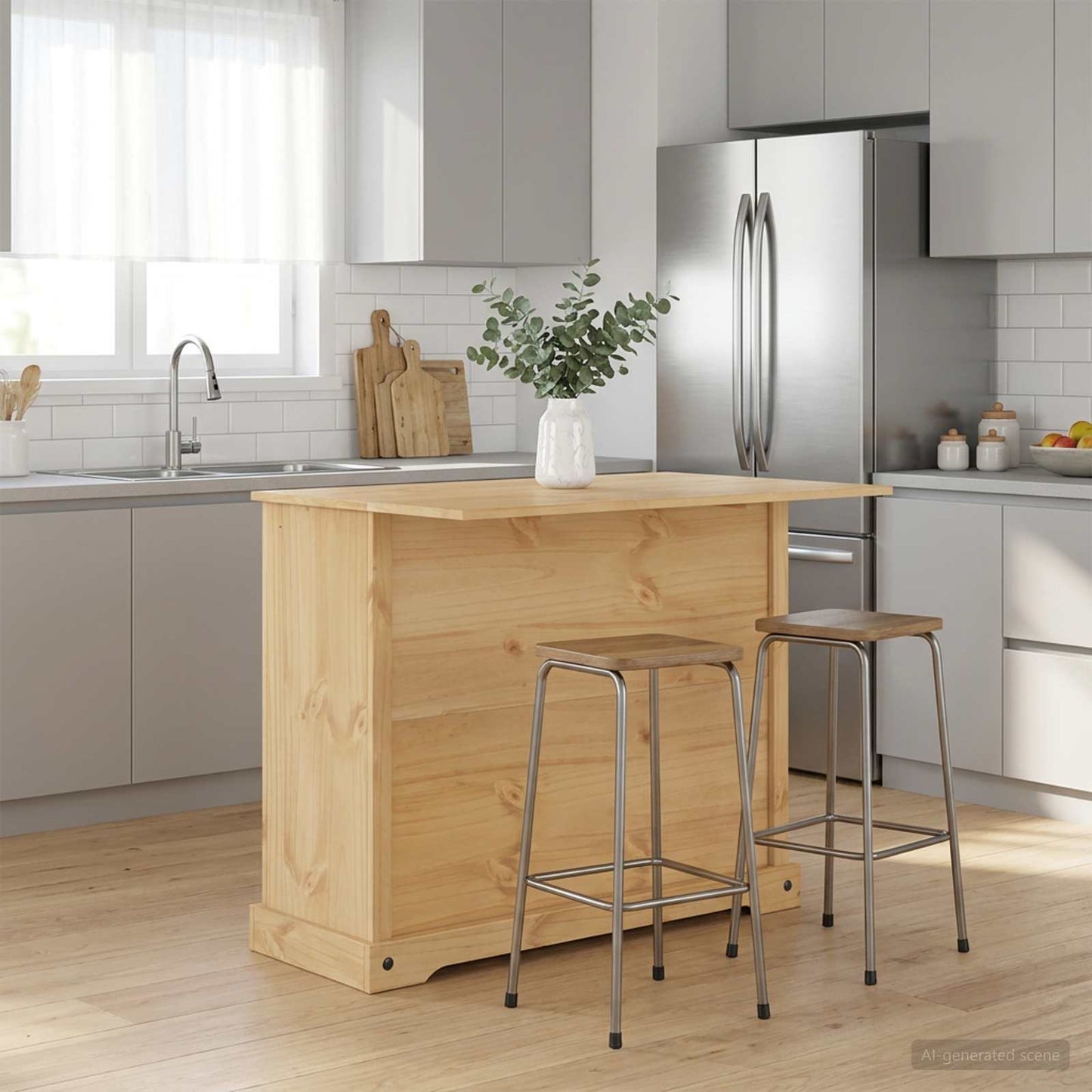 vidaXL Καρότσι Κουζίνας 2 pcs Κερί Μέλι 112 x 70 x 91,5 εκ Μασίφ Πεύκο