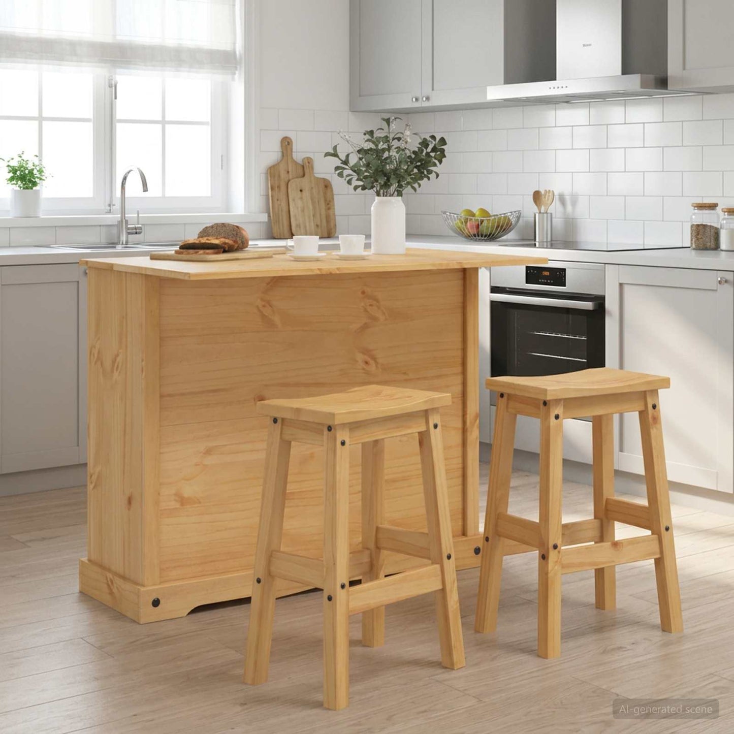 vidaXL Σετ Νησίδας Κουζίνας με συρτάρι 3 pcs Κερί Μέλι Μασίφ Πεύκο