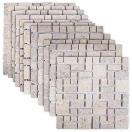 vidaXL Πλακίδια Μωσαϊκού Κρεμ 30 x 30 cm Μάρμαρο
