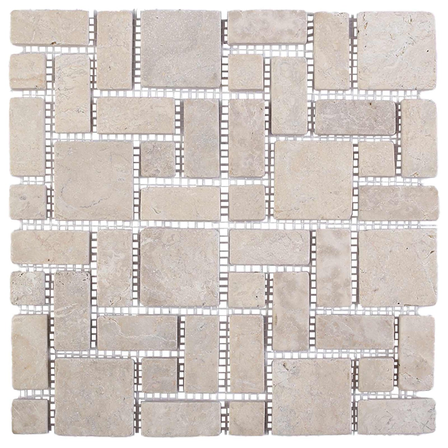 vidaXL Πλακίδια Μωσαϊκού Κρεμ 30 x 30 cm Μάρμαρο