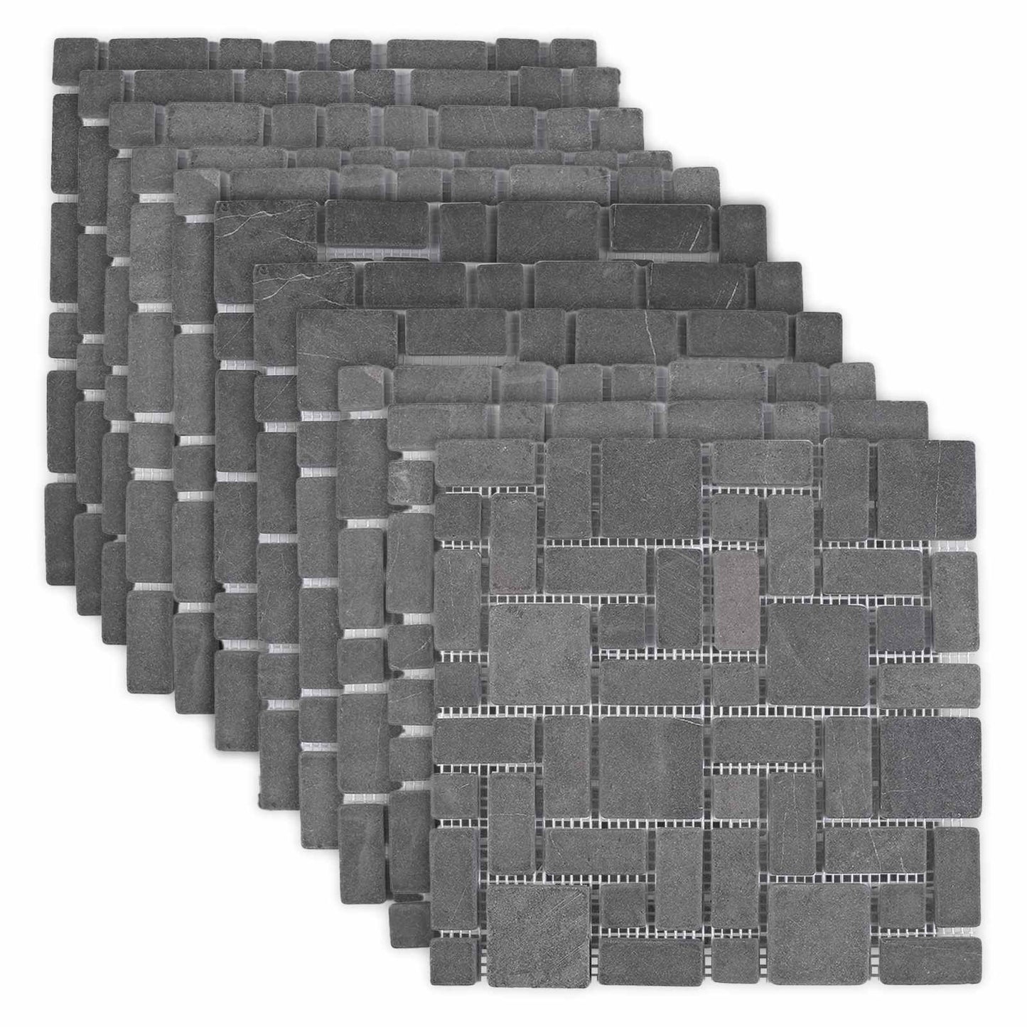 vidaXL Πλακίδια Μωσαϊκού Γκρι 30 x 30 cm Μάρμαρο