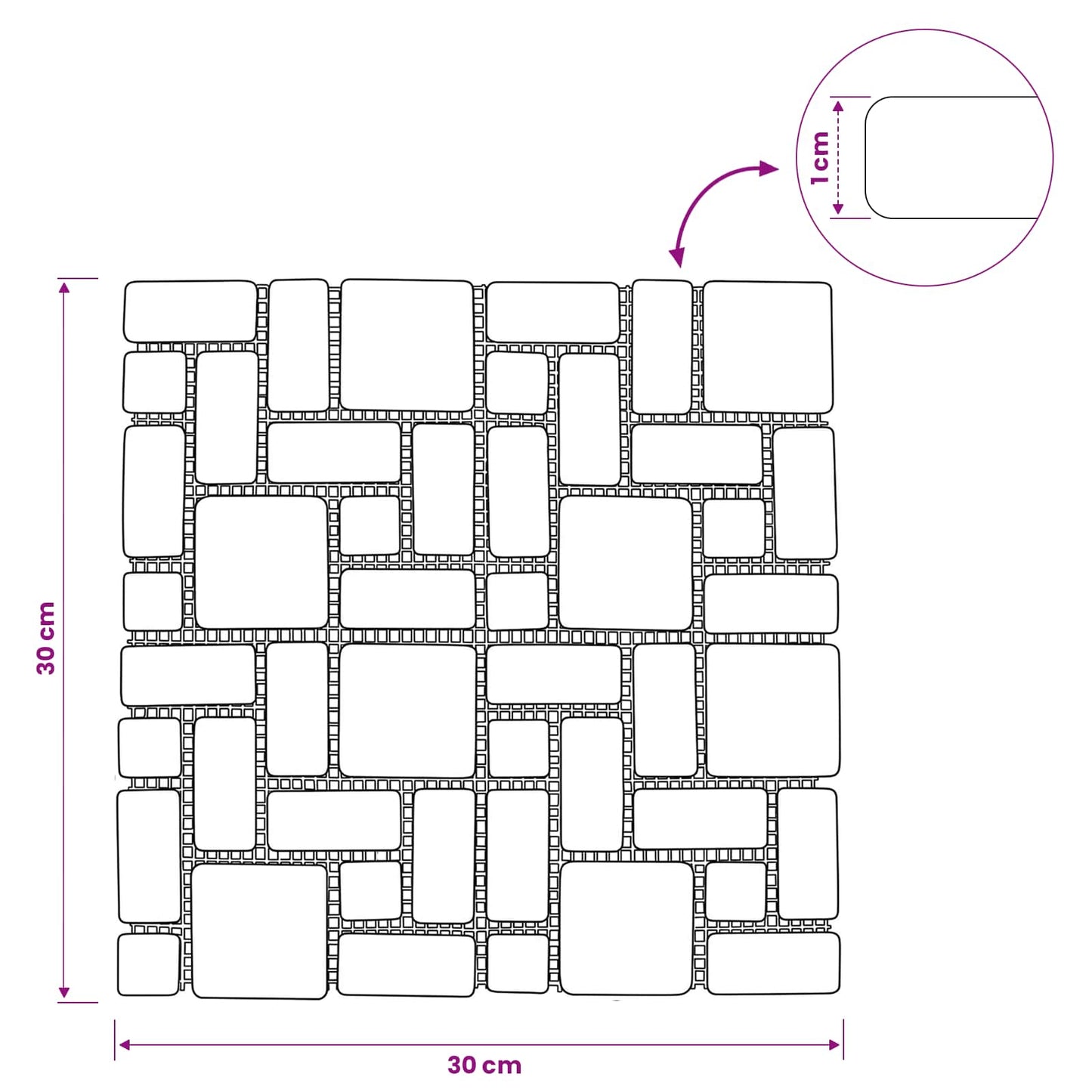 vidaXL Πλακίδια Μωσαϊκού Γκρι 30 x 30 cm Μάρμαρο