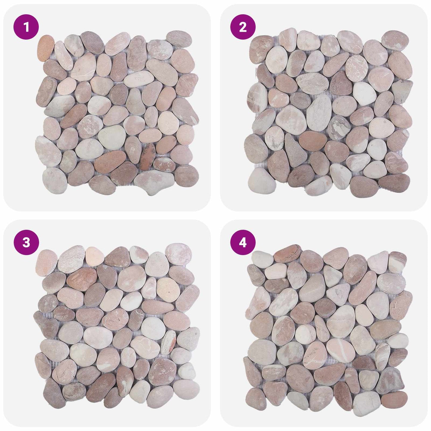 vidaXL Πέτρες Pebble Μπεζ και Ανοιχτό Ροζ 30 x 30 cm Πέτρες Ποταμού