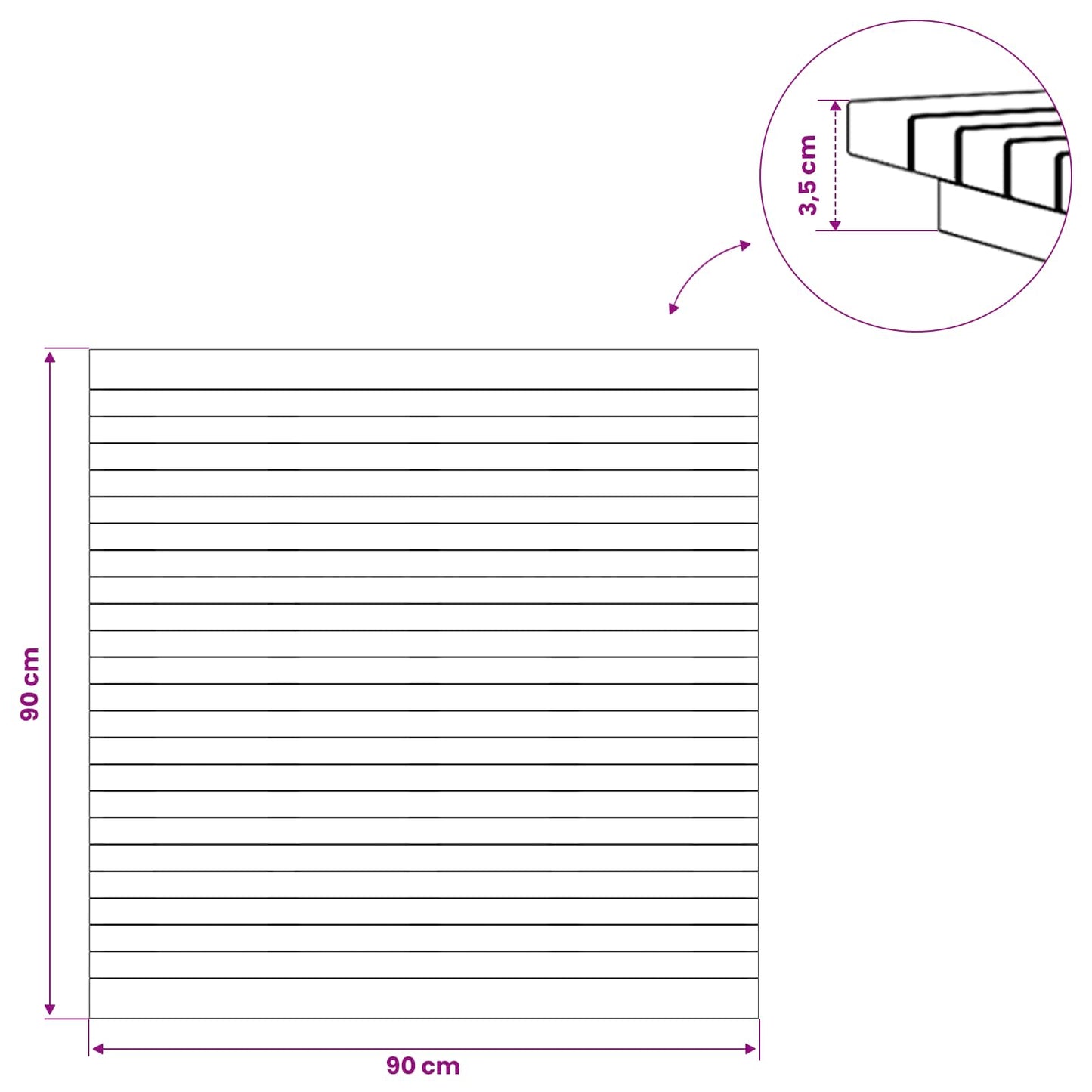 vidaXL Καπάκι τραπεζιού 90 x 90 x 3,5 εκ τετράγωνο Στερεό Ξύλο Τίκ