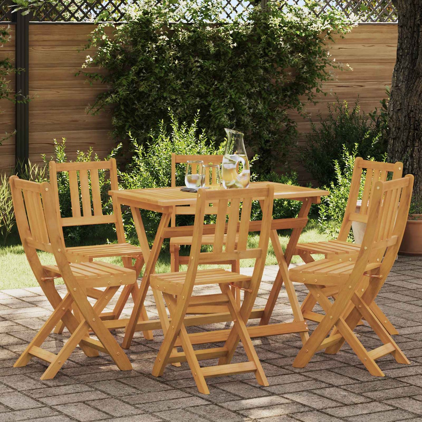 vidaXL Καρέκλες εξωτερικής βεράντας 6 pcs Φυσικό Στερεό Ξύλο Ακακίας