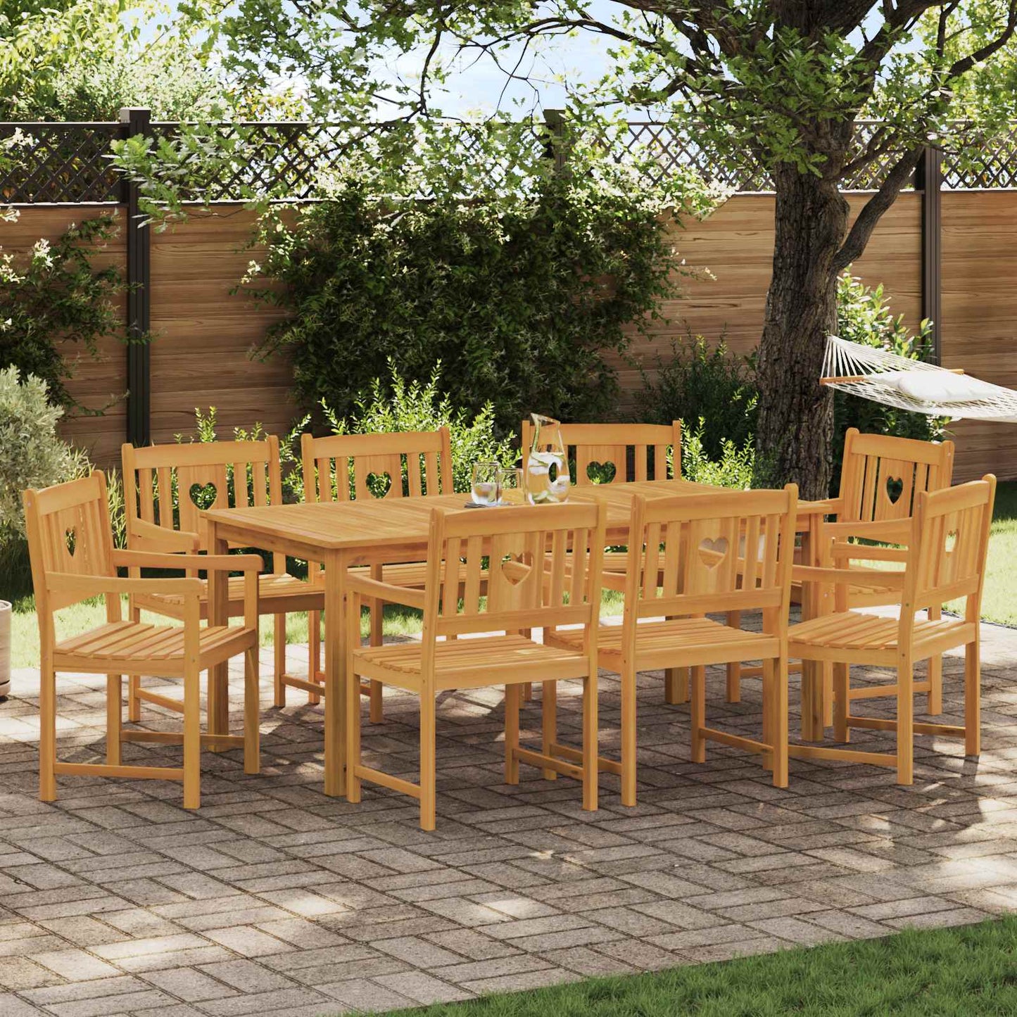 vidaXL Εξωτερικός πάγκος 8 pcs Φυσικό 56 x 55,5 x 90 εκ.