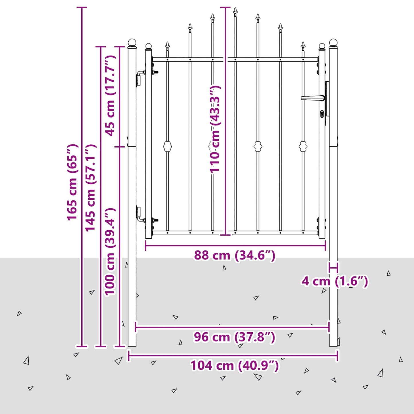 vidaXL Πύλη Φράχτη HORST 100 x 100 cm Μέταλλο Μαύρο Κλειδώσιμο