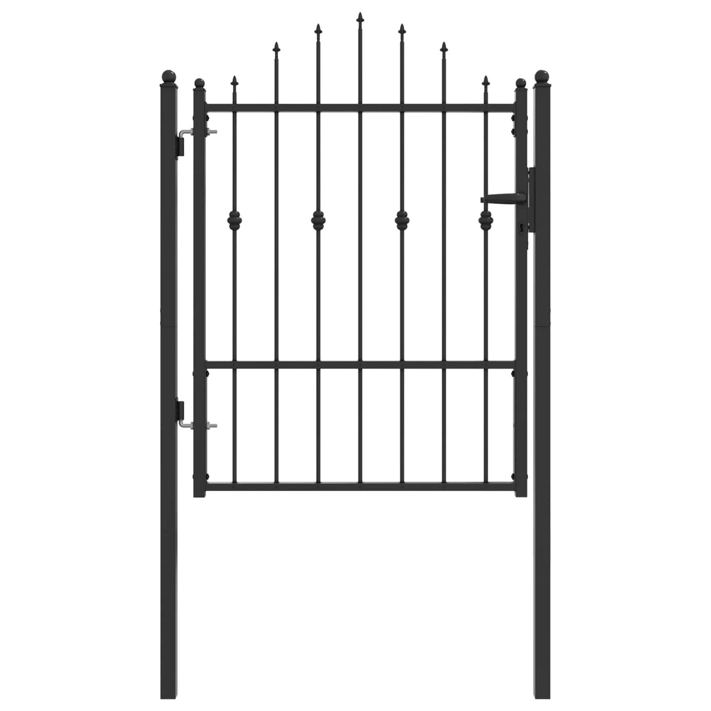 vidaXL Πύλη Φράχτη HORST 100 x 125 cm Μέταλλο Μαύρο Κλειδώσιμο